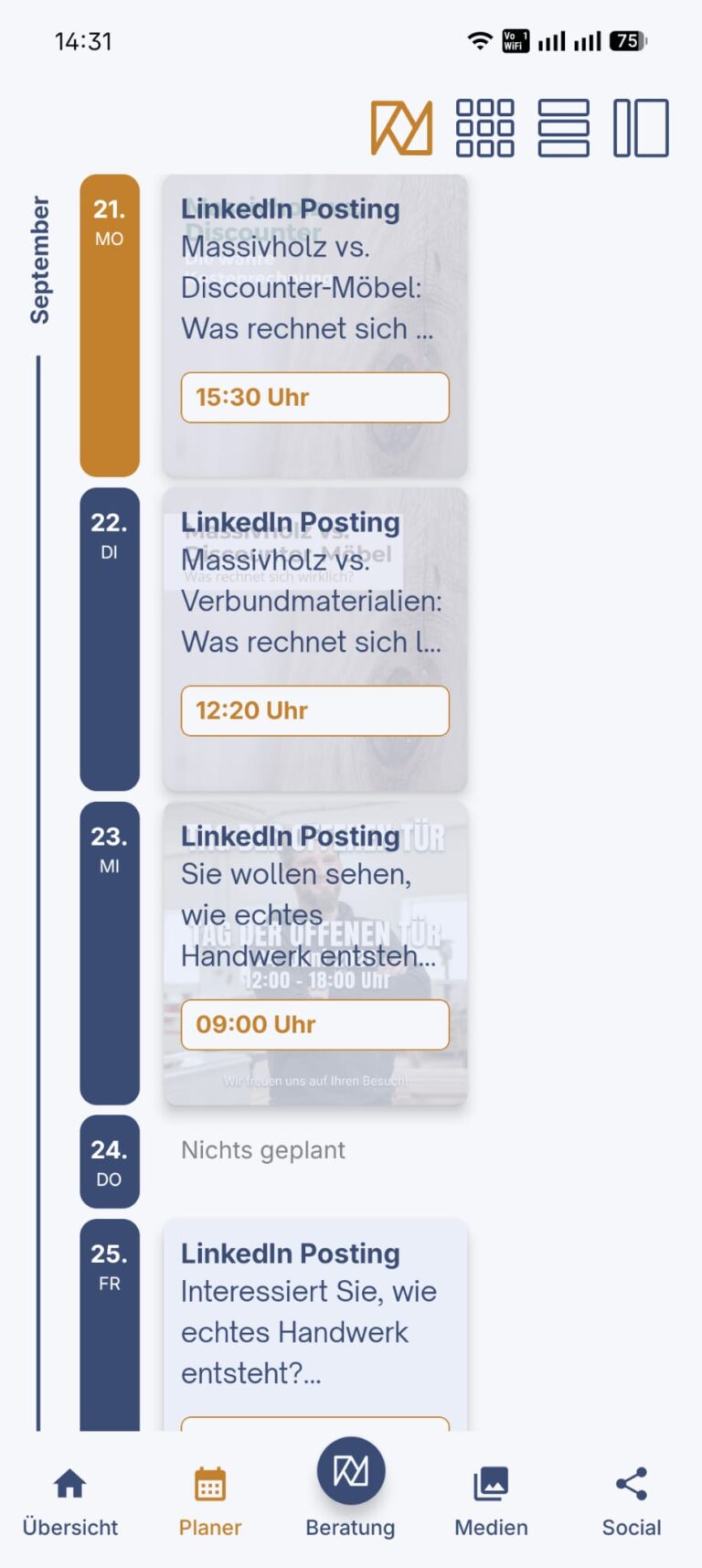 Screenshot der Narraflix App für KI Social Media Marketing für kleine Unternehmen